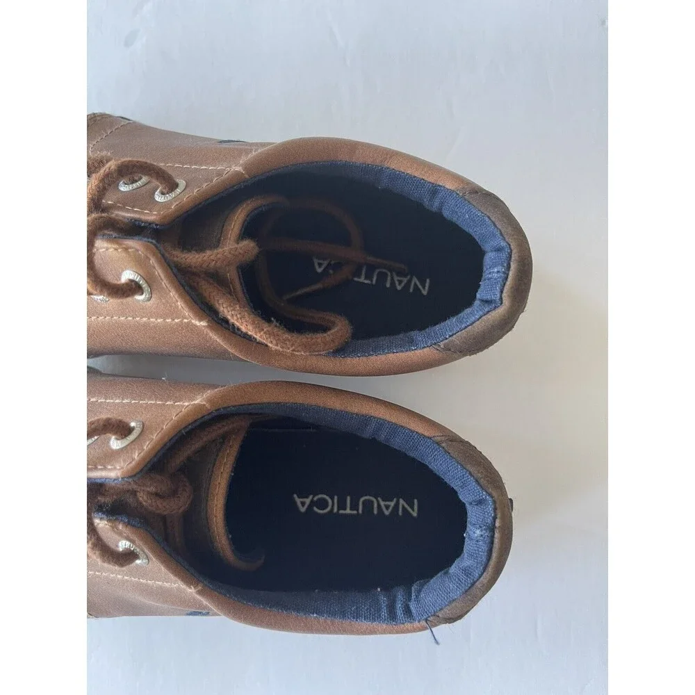 Nautica ZBEI Nautica Boys Youth Brown Loafers Boat Deck Shoes Size 2